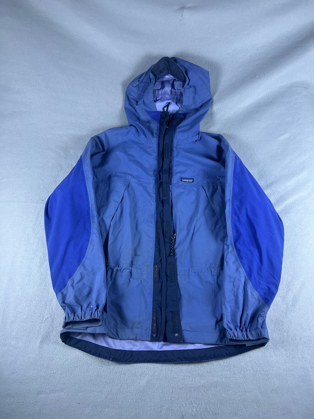 Vintage Patagonia Rain Jacket Womens L Blue Hooded Outdoor Hiking Shell Classic